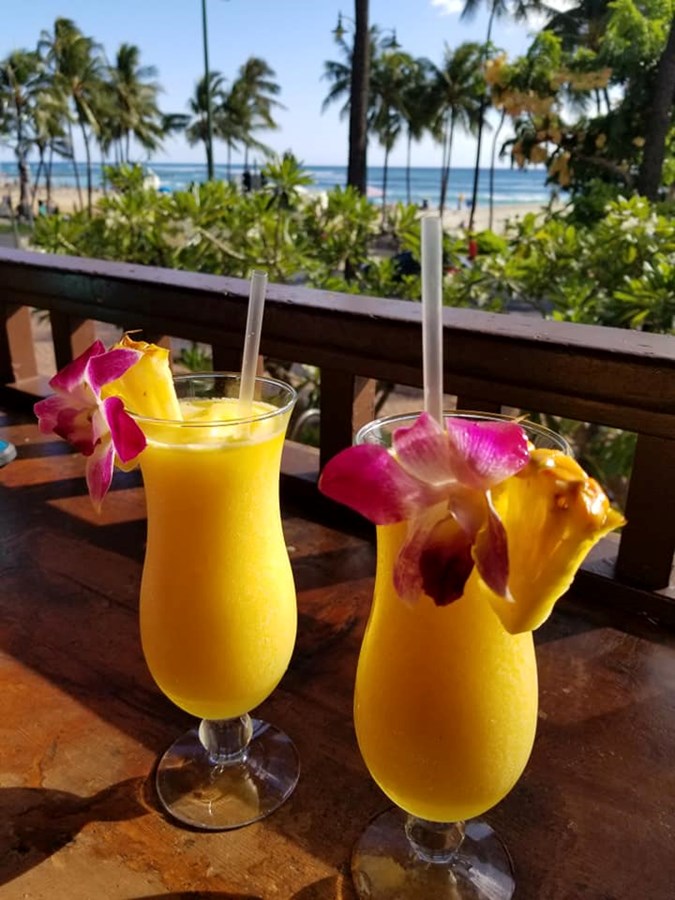 First Drink of our Hawaiian Honeymoon