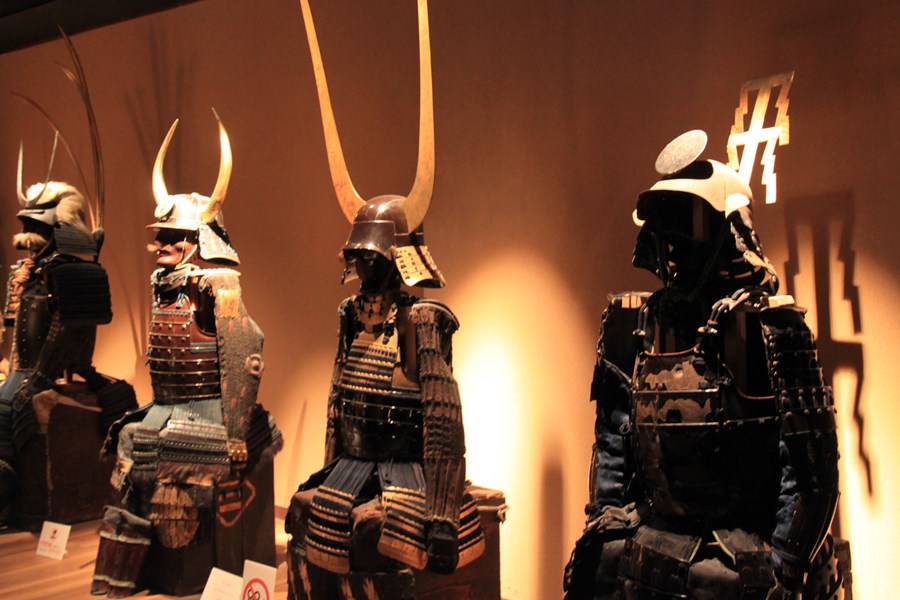 Warrior uniforms at the Samurai Museum.