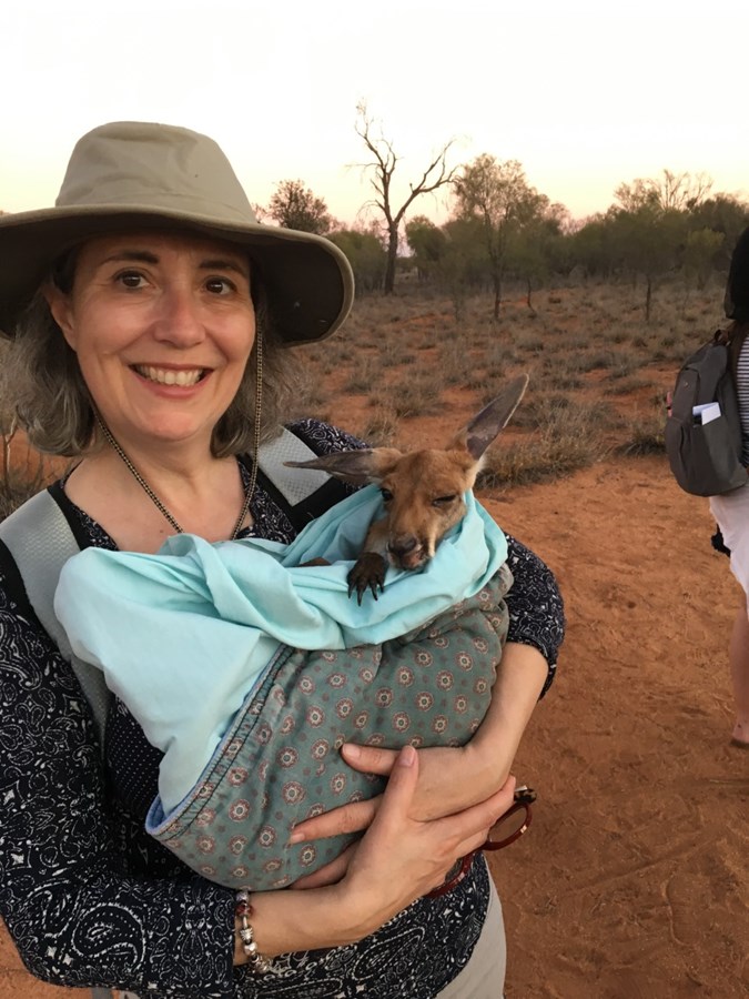 Cuddling a Baby Kangaroo in Alice Springs