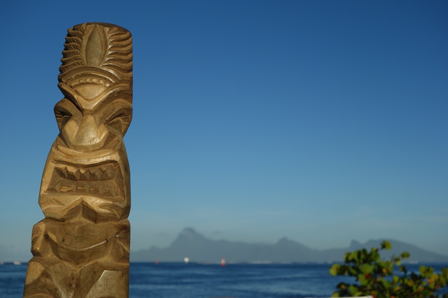 The Traveling Tiki Man enjoying morning in Tahiti!