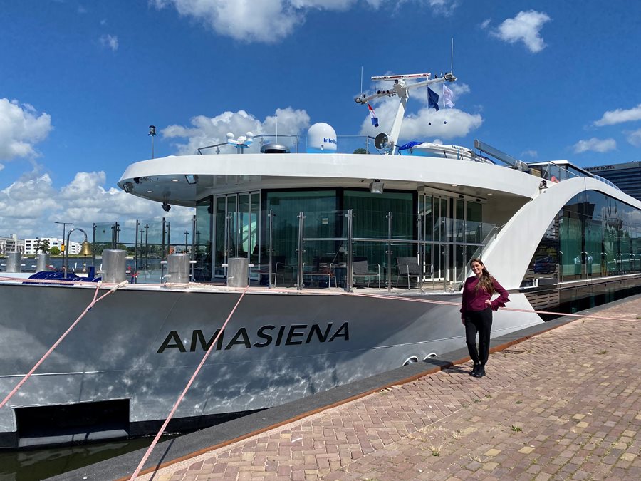 Boarding the AMASIENA in Amsterdam, Netherlands