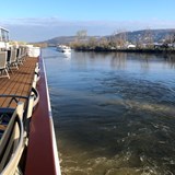 Cruising the calm, open Seine River