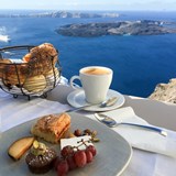 Breakfast from my balcony in Santorini