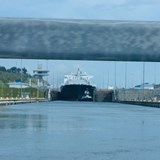 ship entering the locks to the Caribbean