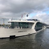 Boarding a river cruise in Amsterdam