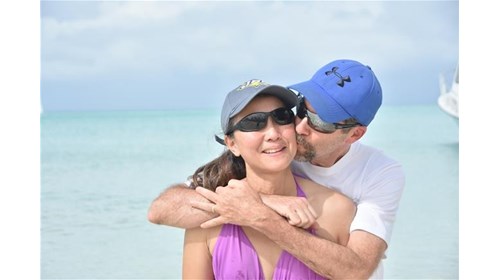 Vivian and her husband at Sandals Antigua