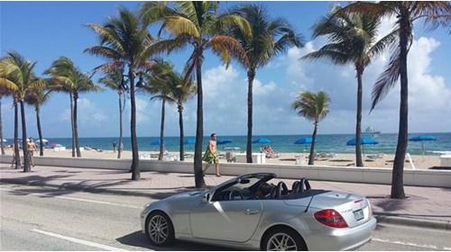 Enjoying a drive past beautiful Miami Beach 