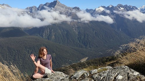 A little yoga on New Zealand's Routeburn Track