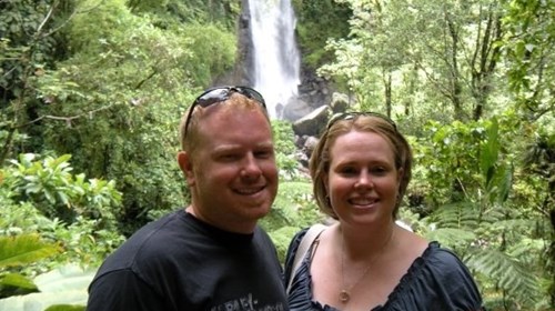 Hiking to the waterfalls in Dominica.